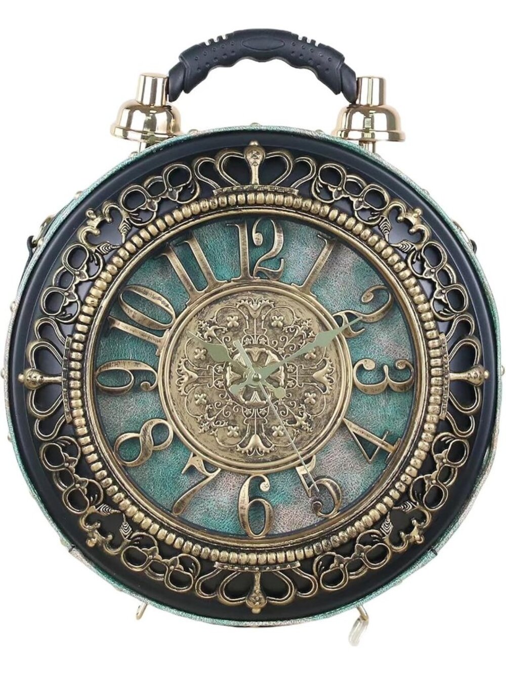 Women's Green Novelty Clock Purse Steampunk Luxurious Surface Crossbody Bags